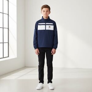 Bel Air Country Club Kids Size 9-10 Year Old Blue Quarter Zip Windbreaker Jacket